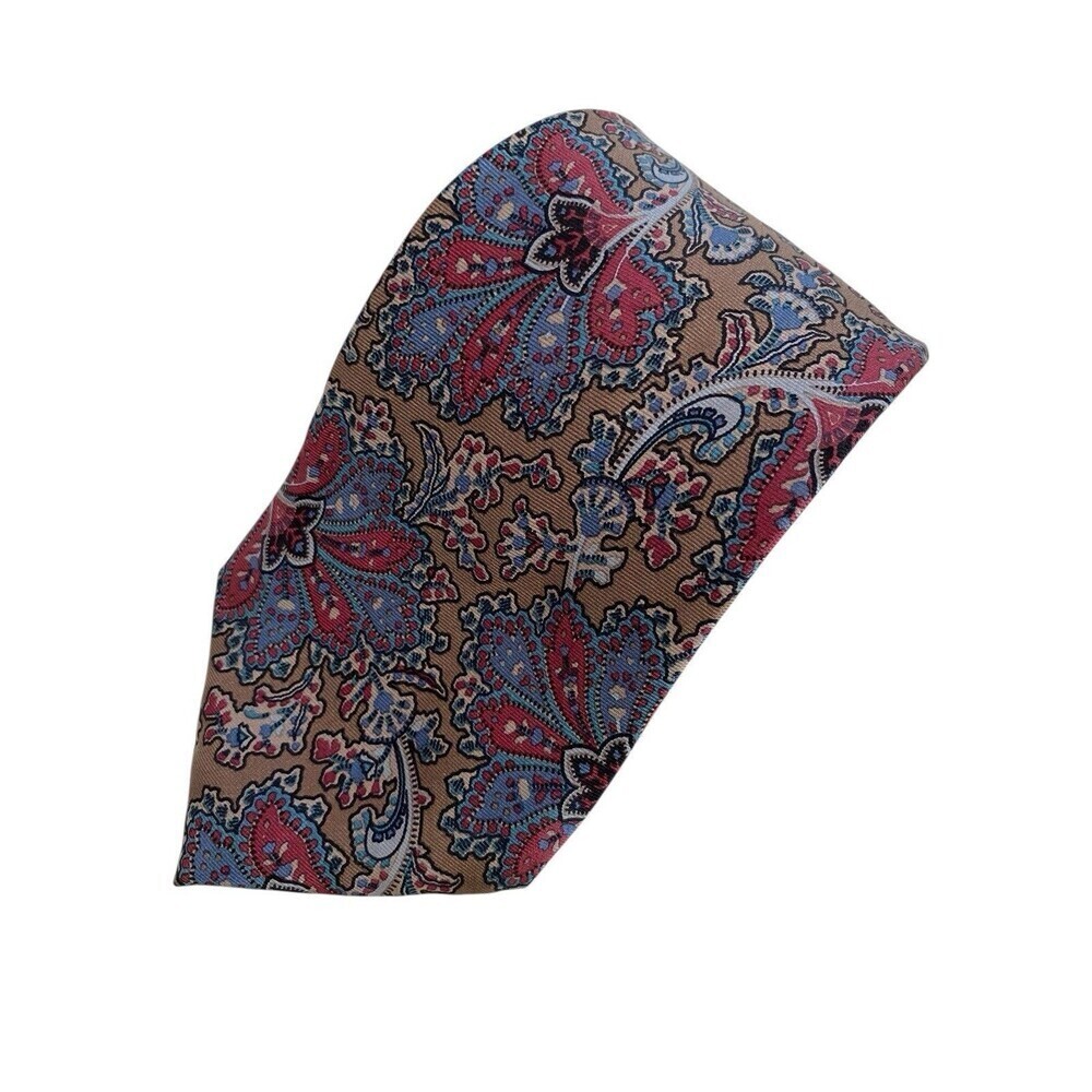 Vtg Christian Dior Tie Men's Necktie Silk Floral Brown Blue Red 56.5 Short USA